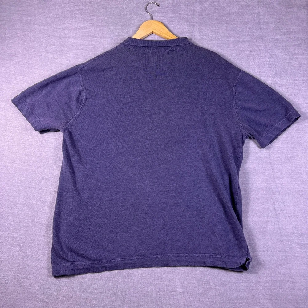 Banana Republic Polo Shirt Linen Cotton Short Sleeve Mens XL Dark Purple Blue